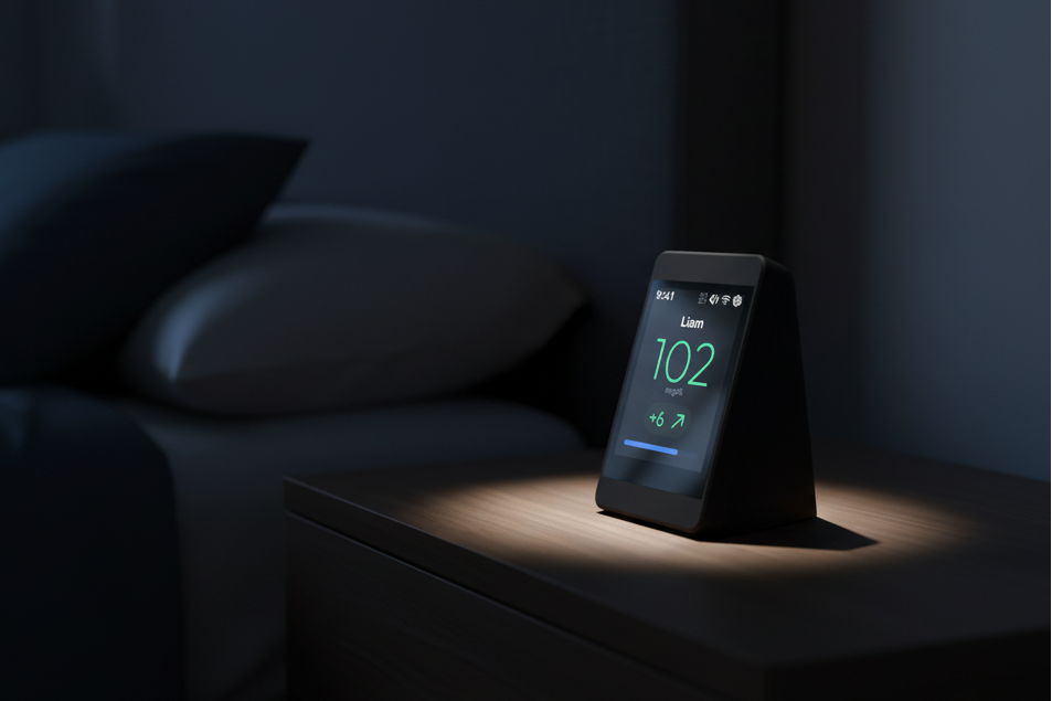 SugarHalo on a nightstand