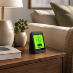 SugarHalo Mini glucose display on a living room side table